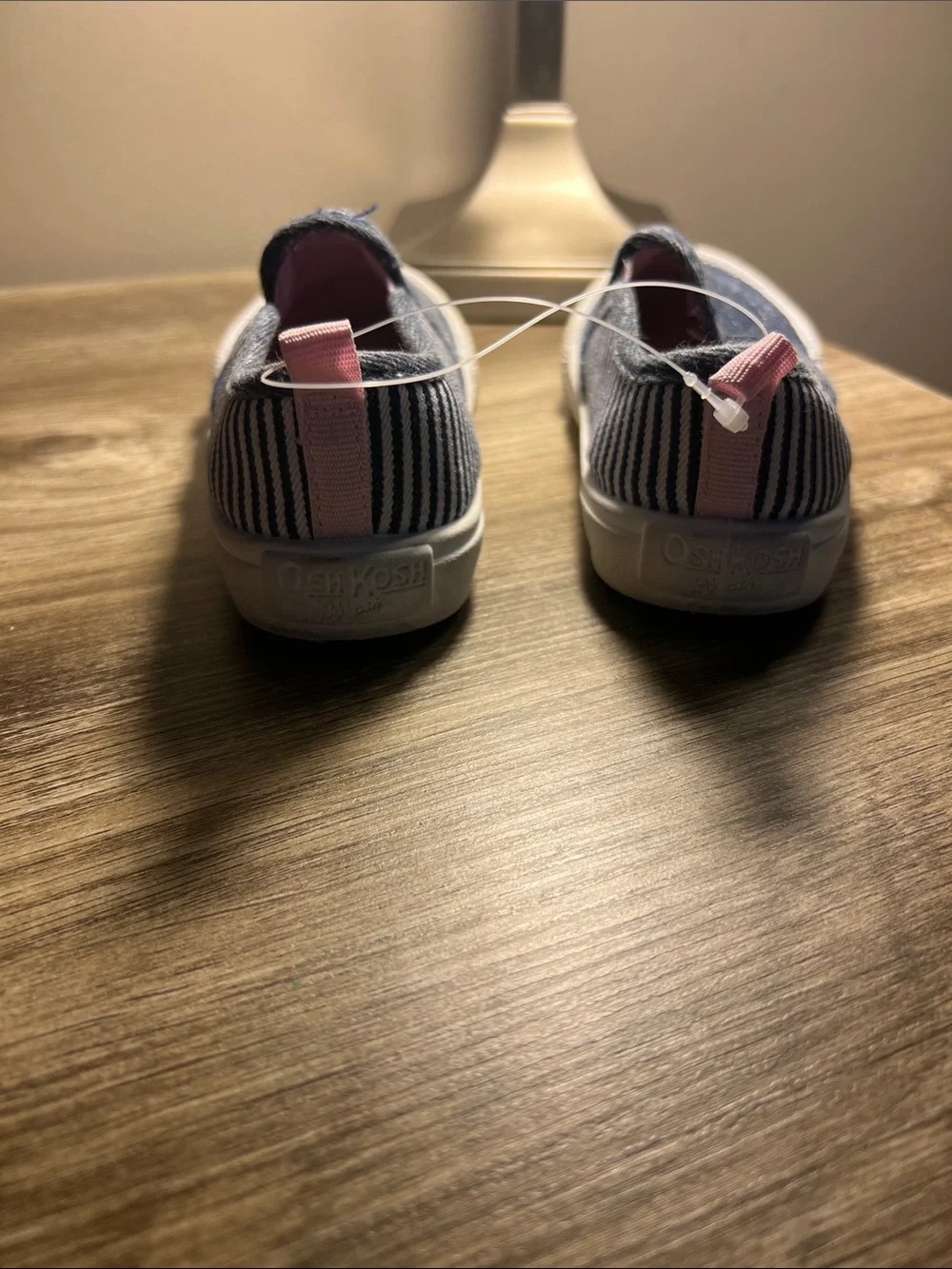 OshKosh B'gosh Denim Blue Slip-On Sneakers with Pink Lining stock (36)
